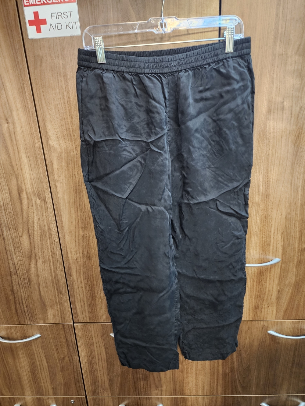 J Crew Black Elastic-Waist Silk Jogger Pants